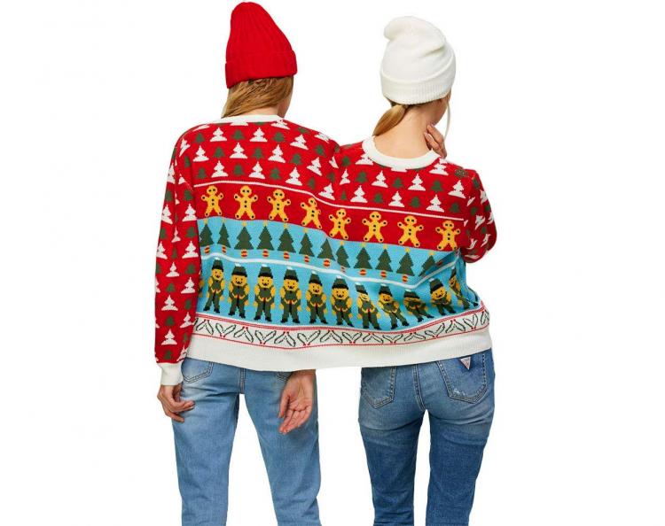 Two Person Connected Ugly Christmas Sweater - Dual-person ugly Christmas sweater