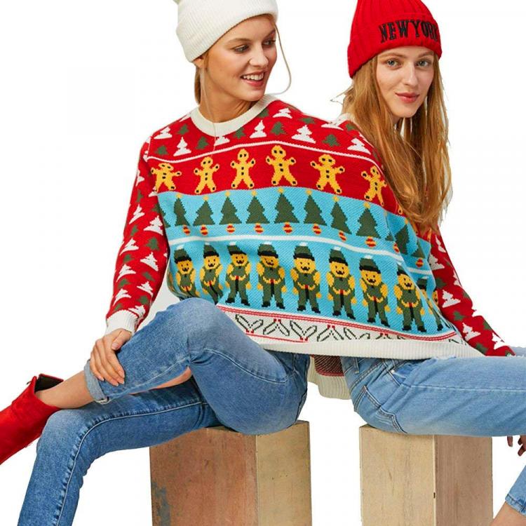 Two Person Connected Ugly Christmas Sweater - Dual-person ugly Christmas sweater
