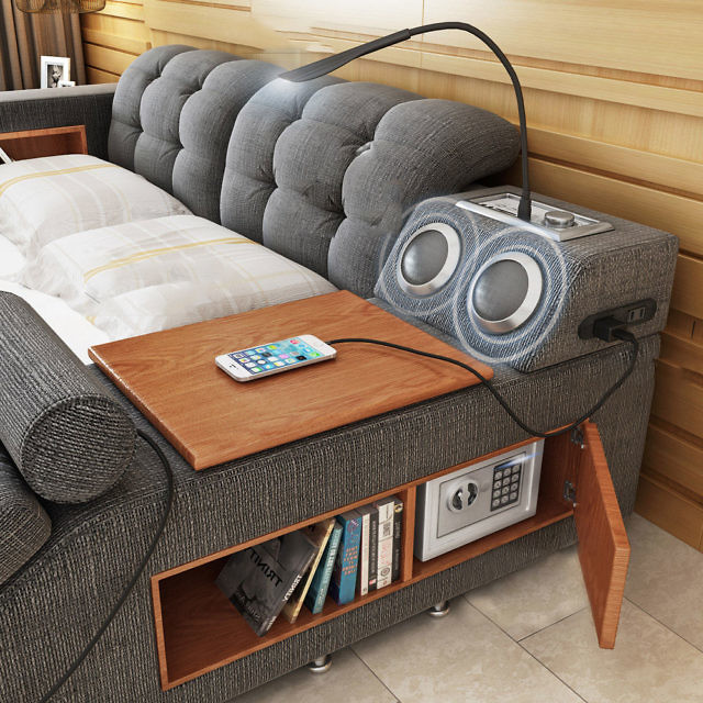 The Ultimate Bed With Integrated Massage Chair, speakers, and desk