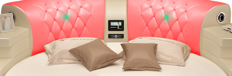 Ultimate Bed 2.0 - Bed with integrated massage chairs, bed with integrated surround sound speakers, bed with built-in TV