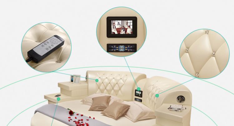 Ultimate Bed 2.0 - Bed with integrated massage chairs, bed with integrated surround sound speakers, bed with built-in TV
