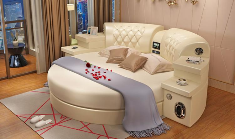 Ultimate Bed 2.0 - Bed with integrated massage chairs, bed with integrated surround sound speakers, bed with built-in TV