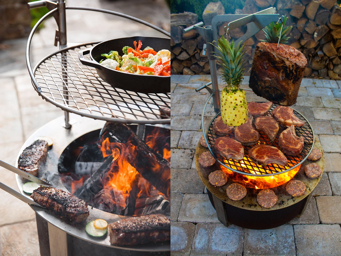  Ultimate Campfire Grill Turns Your Fire Pit Into a Tiered Cooking Machine - Breeo Fire pit cooker with winch
