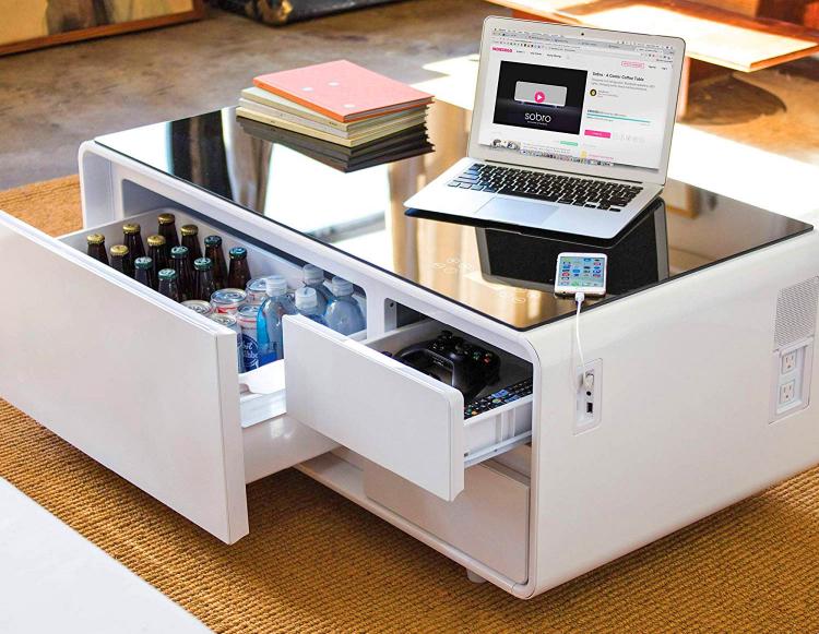 Ultimate Coffee Table With Built-In Fridge and Speaker System - Smart Coffee Table Gadget