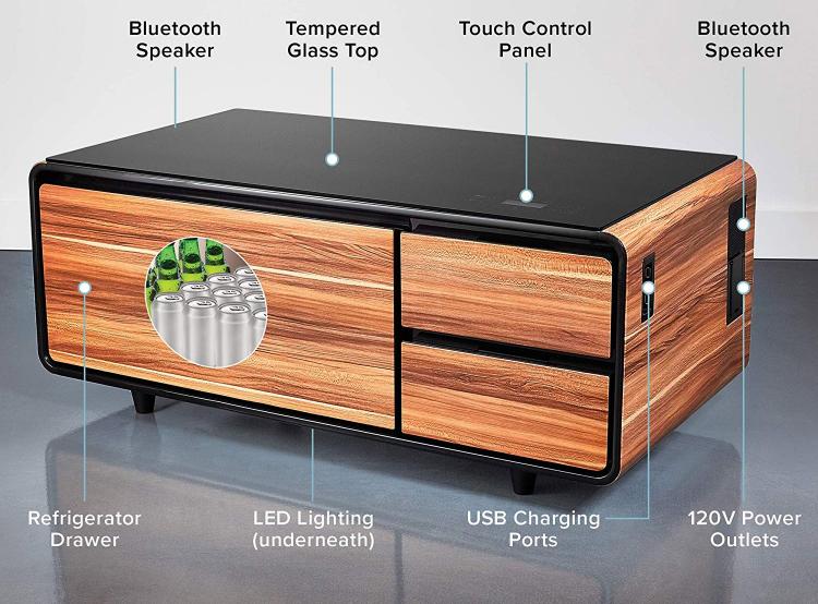 Ultimate Coffee Table With Built-In Fridge and Speaker System - Smart Coffee Table Gadget