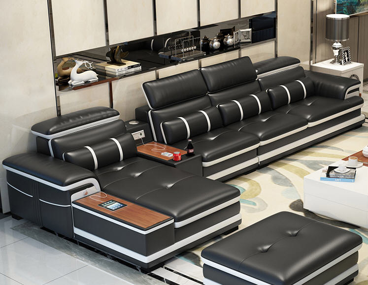 Ultimate Couch - Giant leather sectional couch with integrated massage chair - couch with speakers, couch with bookcase - Incredible Sofa