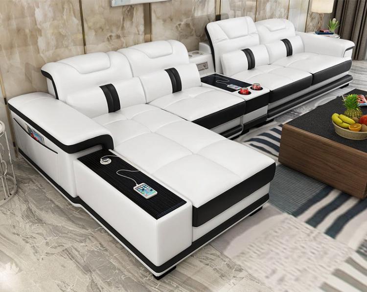 Ultimate Couch - Giant leather sectional couch with integrated massage chair - couch with speakers, couch with bookcase - Incredible Sofa