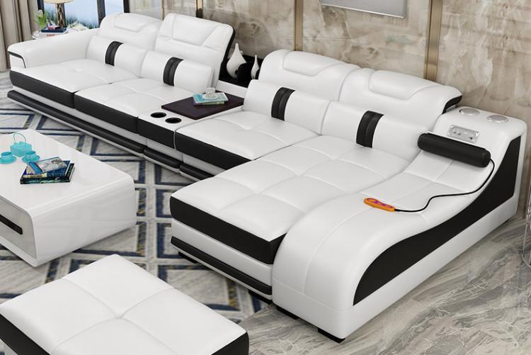Ultimate Couch - Giant leather sectional couch with integrated massage chair - couch with speakers, couch with bookcase - Incredible Sofa