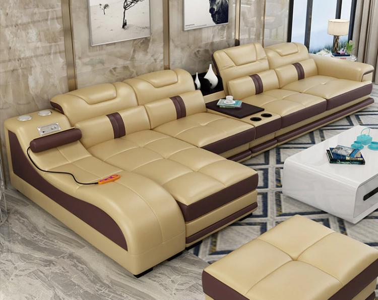 Ultimate Couch - Giant leather sectional couch with integrated massage chair - couch with speakers, couch with bookcase - Incredible Sofa