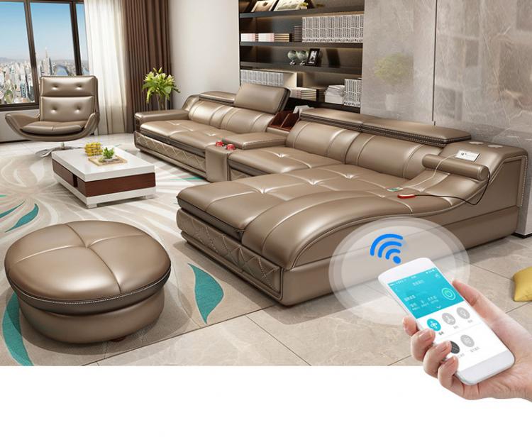 Ultimate Couch - Giant leather sectional couch with integrated massage chair - couch with speakers, couch with bookcase - Incredible Sofa