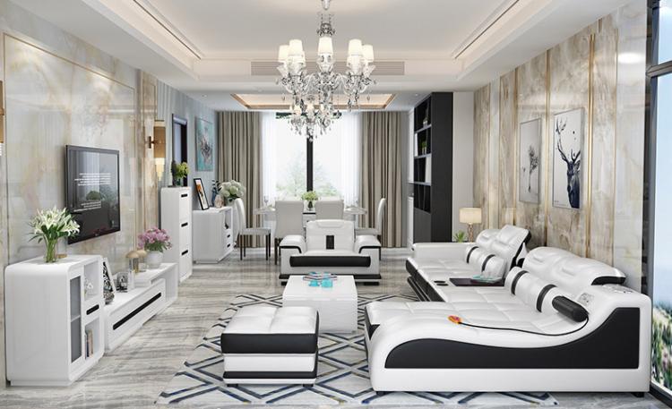 Ultimate Couch - Giant leather sectional couch with integrated massage chair - couch with speakers, couch with bookcase - Incredible Sofa
