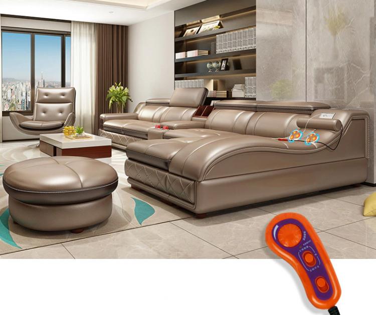 Ultimate Couch - Giant leather sectional couch with integrated massage chair - couch with speakers, couch with bookcase - Incredible Sofa