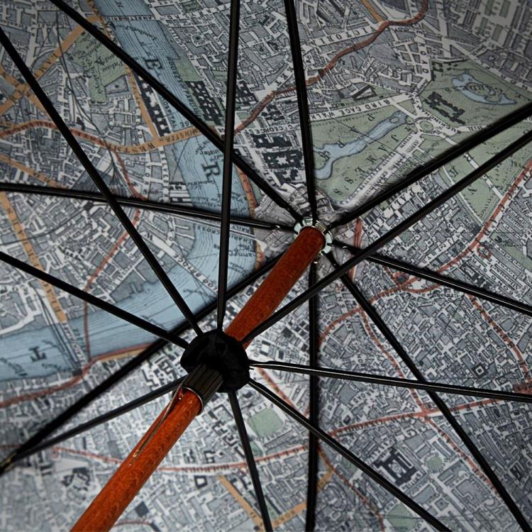 Umbrella With a Map of London on the Inside of It