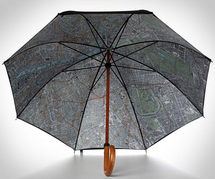 Umbrella With a Map of London on the Inside of It