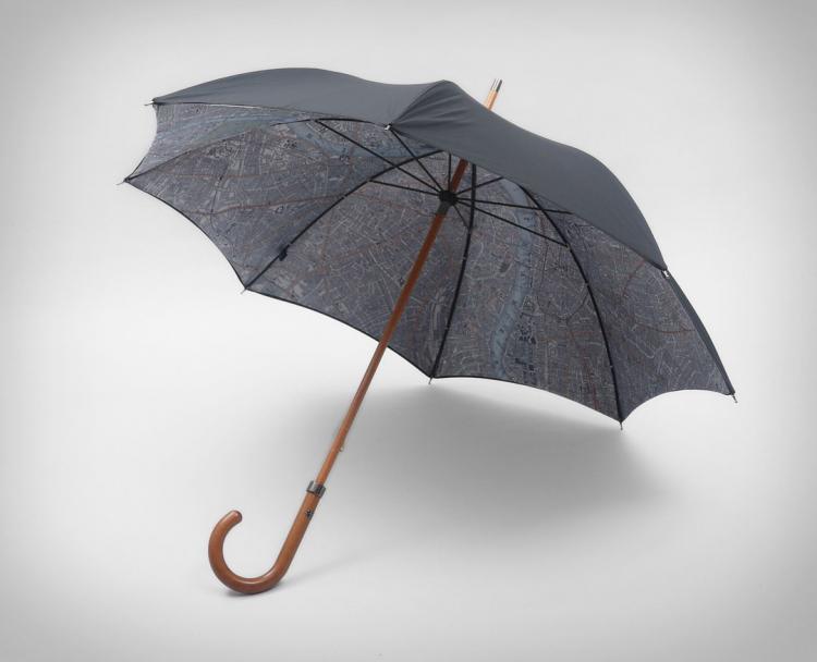 Umbrella With a Map of London on the Inside of It