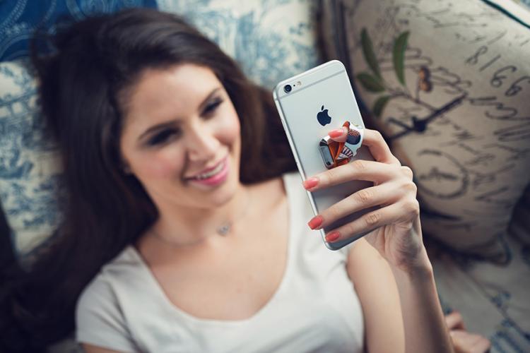 Ungrip Finger Loop Phone Holder - Rear safety loop on back of smart phone prevents dropping your phone