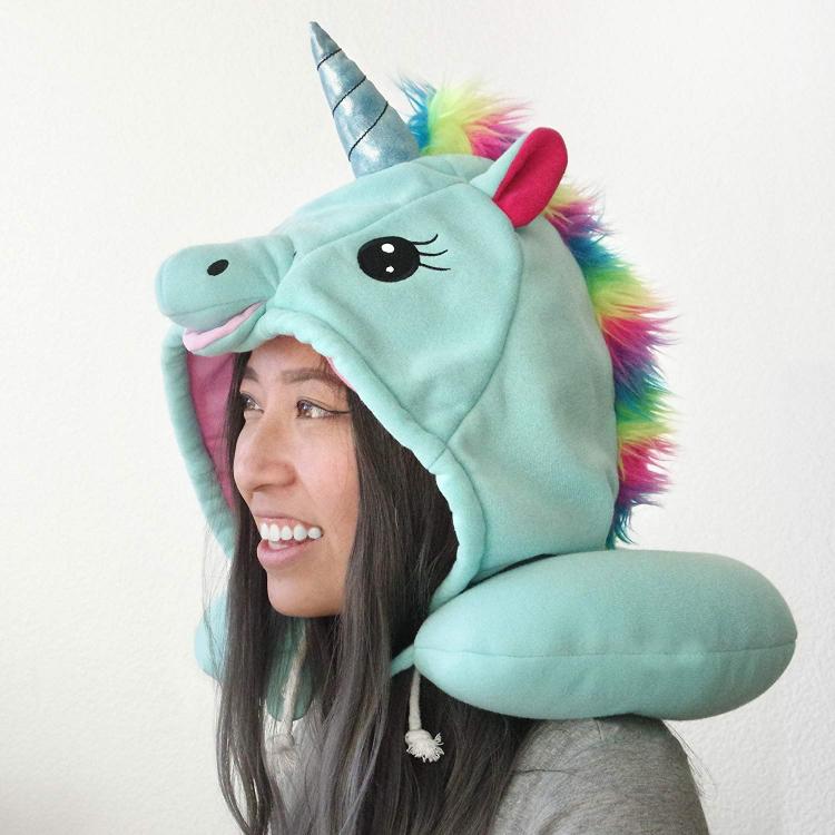 Unicorn Hooded Neck Pillow