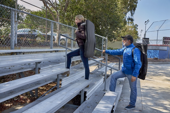 USB Heated Bleacher Chair - Full back support heated bleacher seat - USB portable battery powered stadium chair