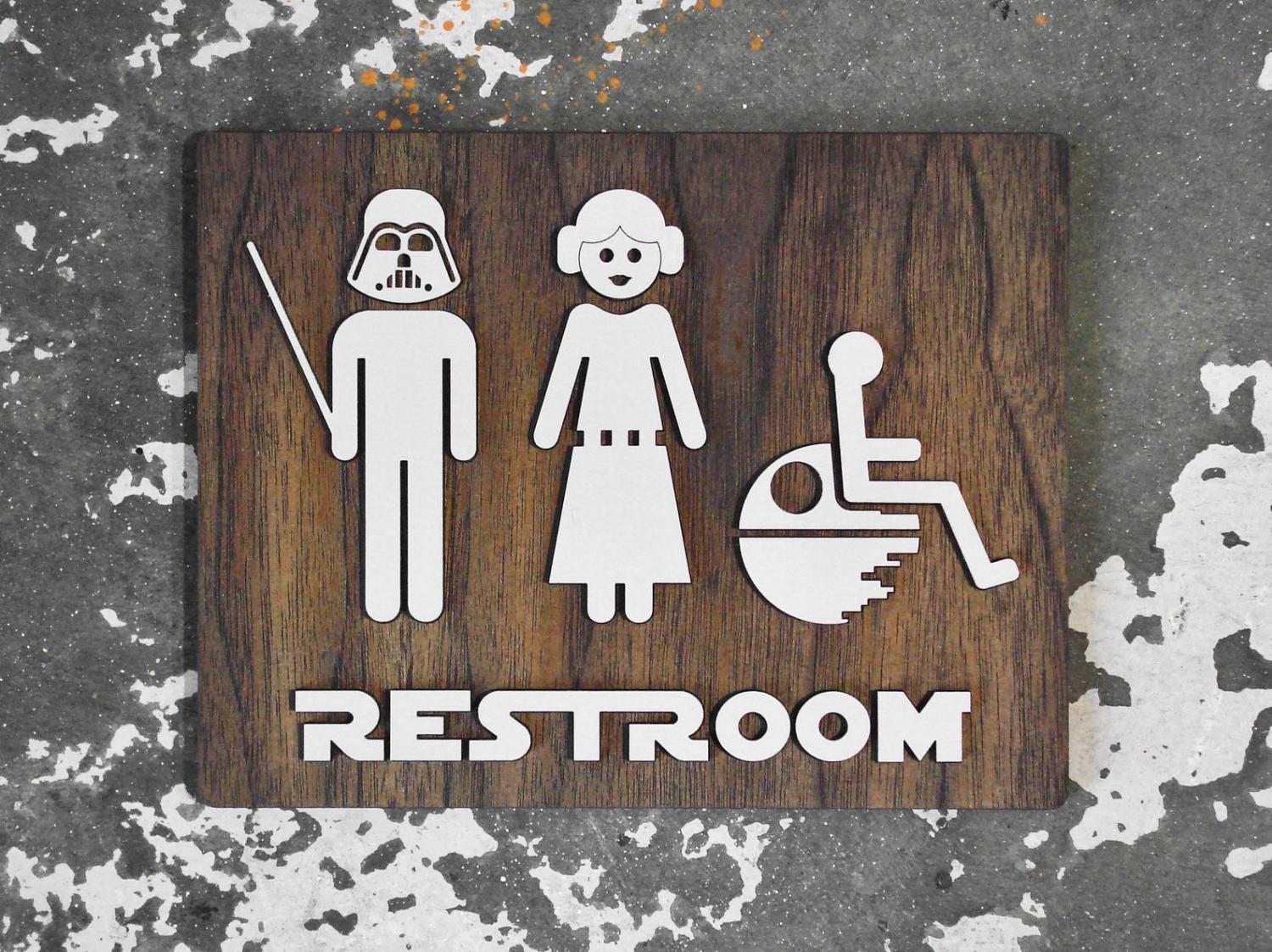 Use The Force Star Wars Toilet Bathroom Sign - Funny Star Wars Bathroom Sign