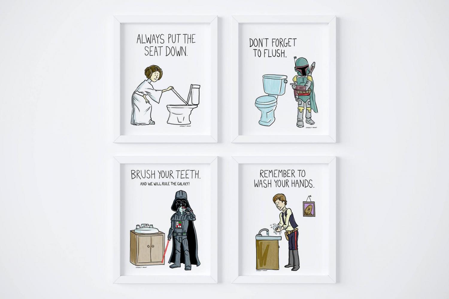 Use The Force Star Wars Toilet Bathroom Sign - Funny Star Wars Bathroom Sign