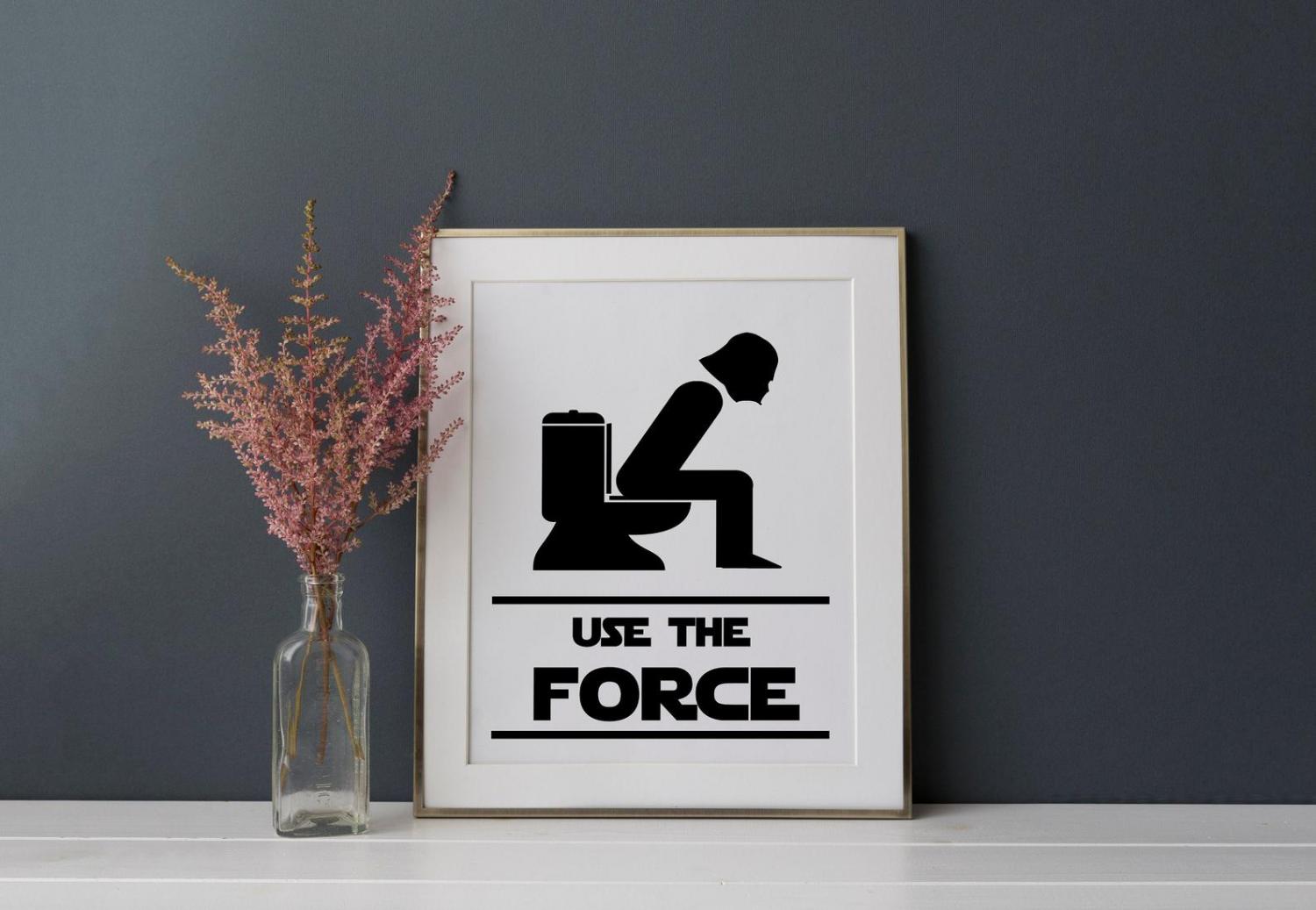 Use The Force Star Wars Toilet Bathroom Sign - Funny Star Wars Bathroom Sign