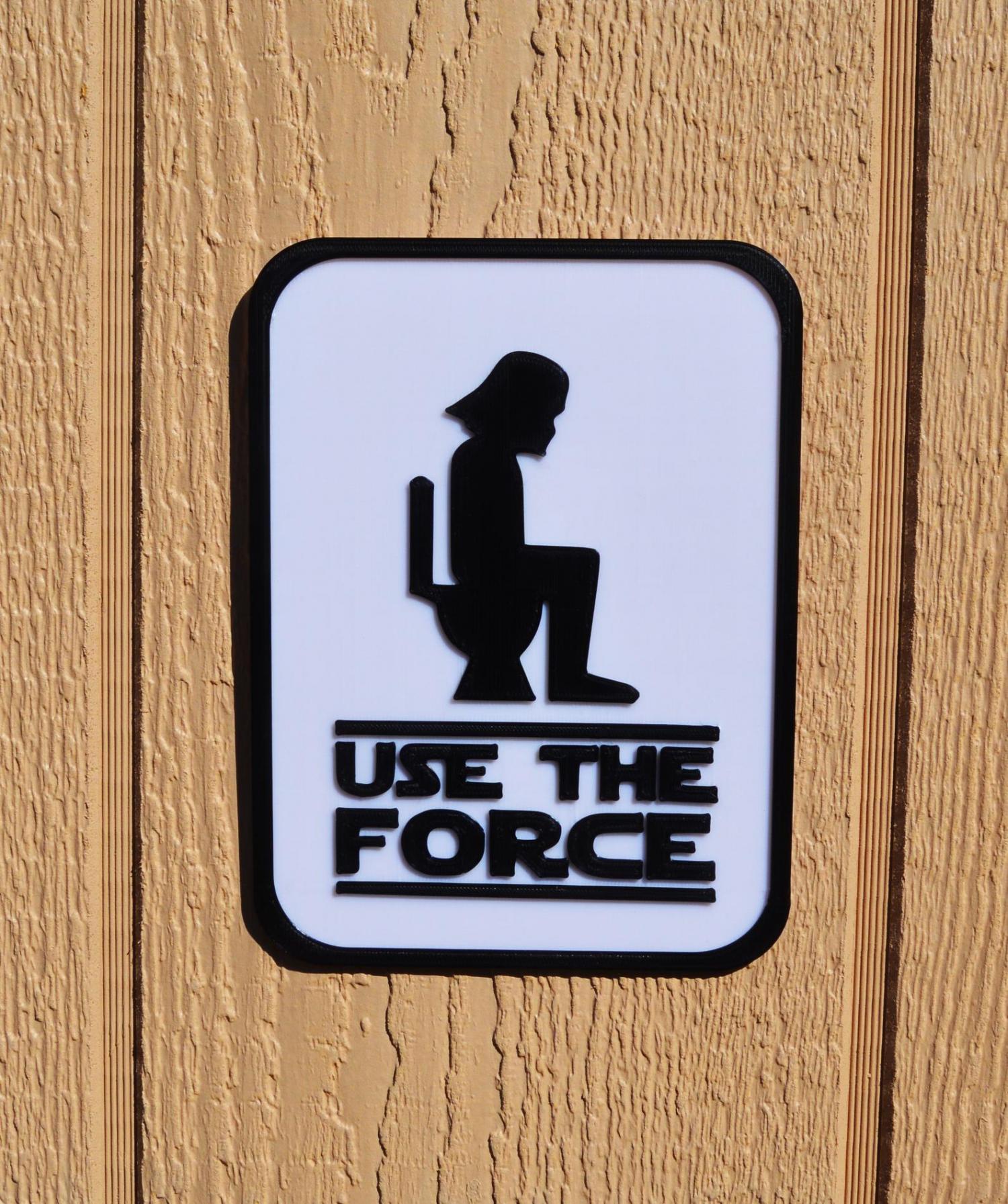 Use The Force Star Wars Toilet Bathroom Sign - Funny Star Wars Bathroom Sign