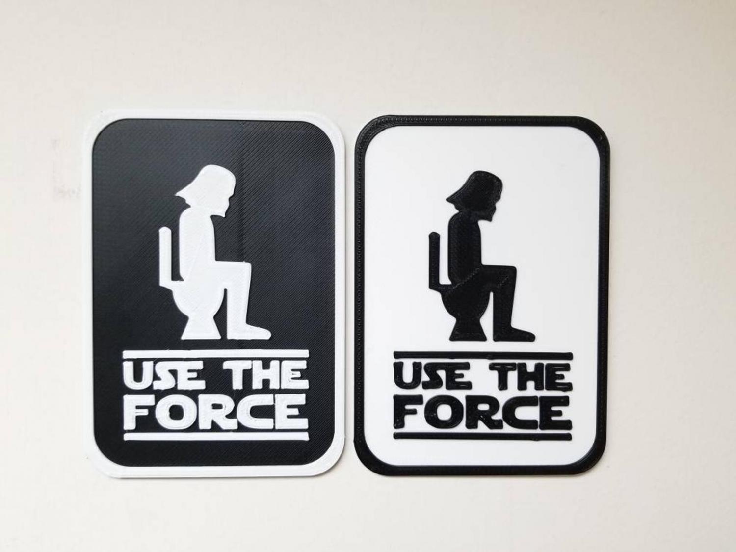 Use The Force Star Wars Toilet Bathroom Sign - Funny Star Wars Bathroom Sign