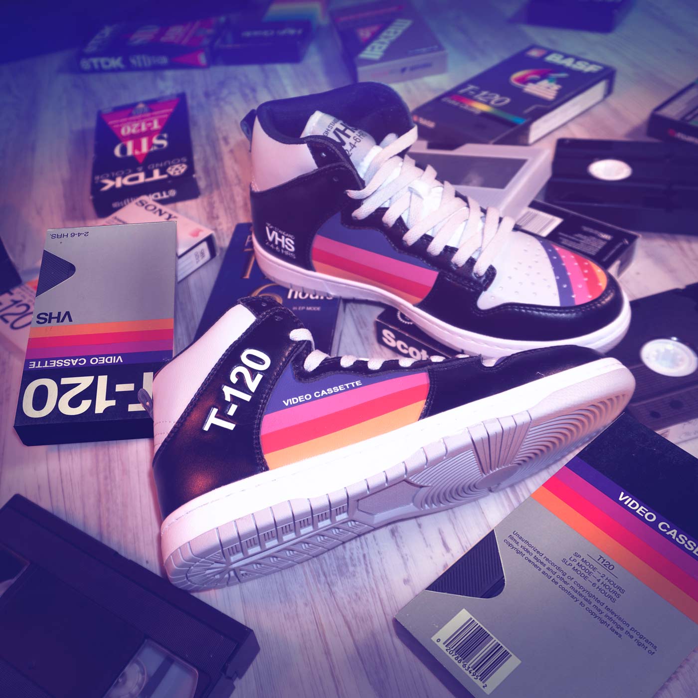 VHS Tape Shoes - Nostalgic T-120 VHS sneakers