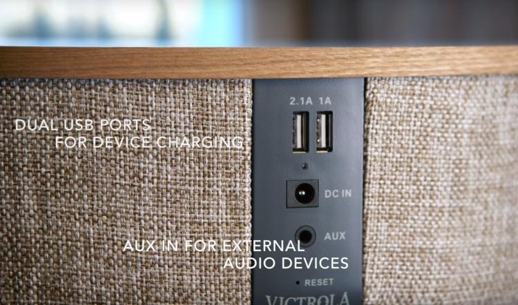Victrola Smart Table With Bluetooth Speaker - Round mid-century smart speaker side-table