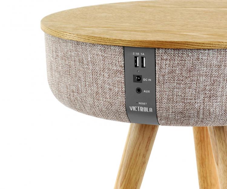 Victrola Smart Table With Bluetooth Speaker - Round mid-century smart speaker side-table
