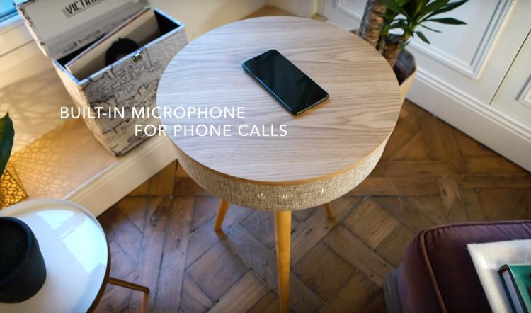 Victrola Smart Table With Bluetooth Speaker - Round mid-century smart speaker side-table