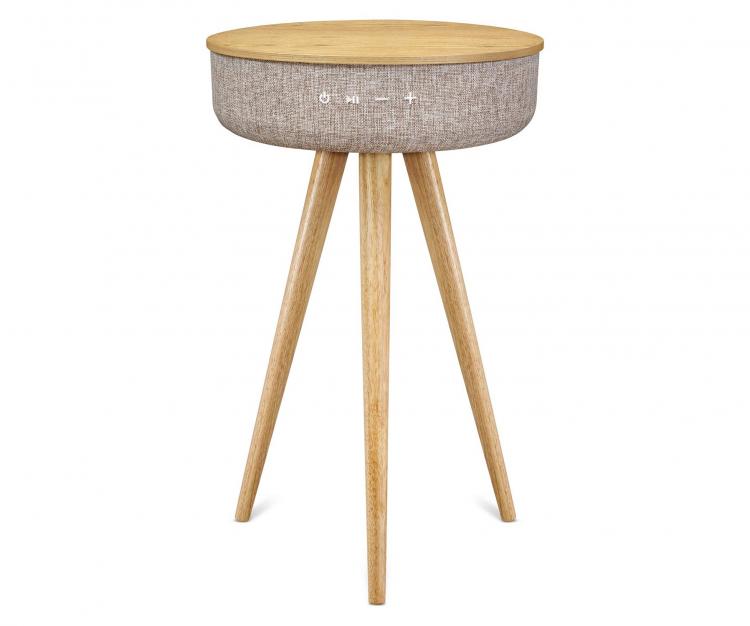 Victrola Smart Table With Bluetooth Speaker - Round mid-century smart speaker side-table