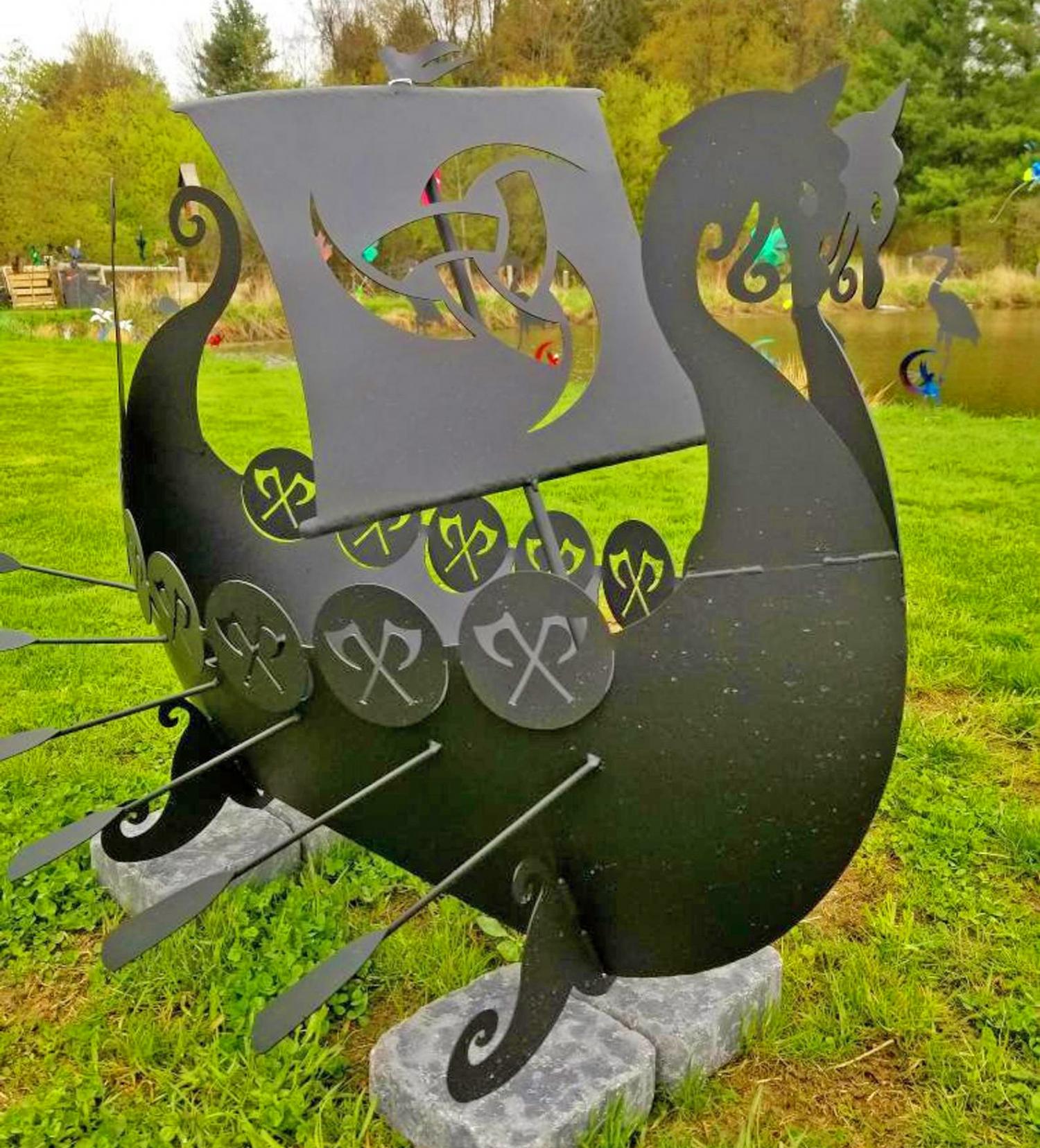 Viking Ship Fire Pit - Metal Fabricated Viking Ship