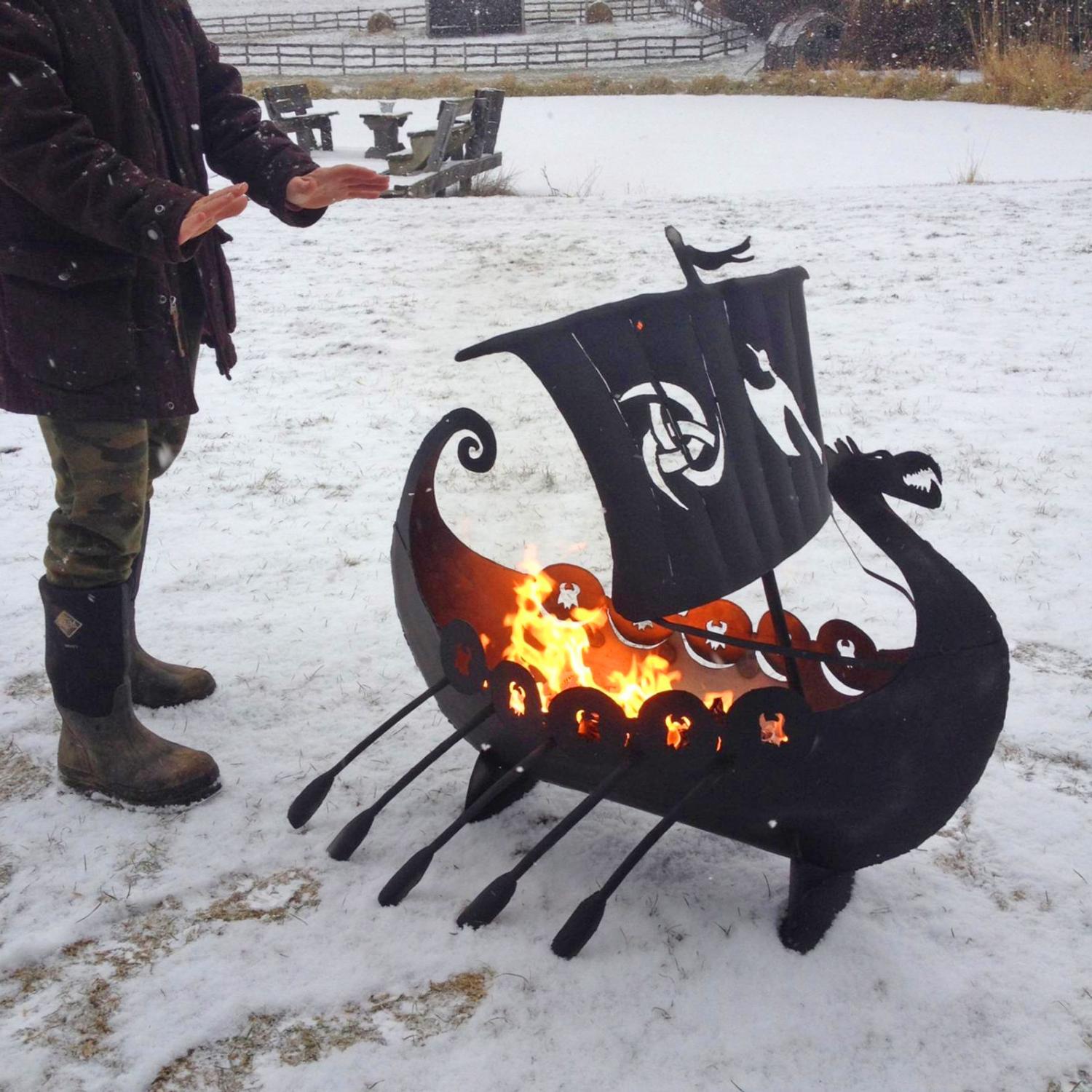 Viking Ship Fire Pit - Metal Fabricated Viking Ship