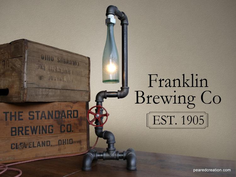 Antique Beer Bottle Vintage Piping Lamp