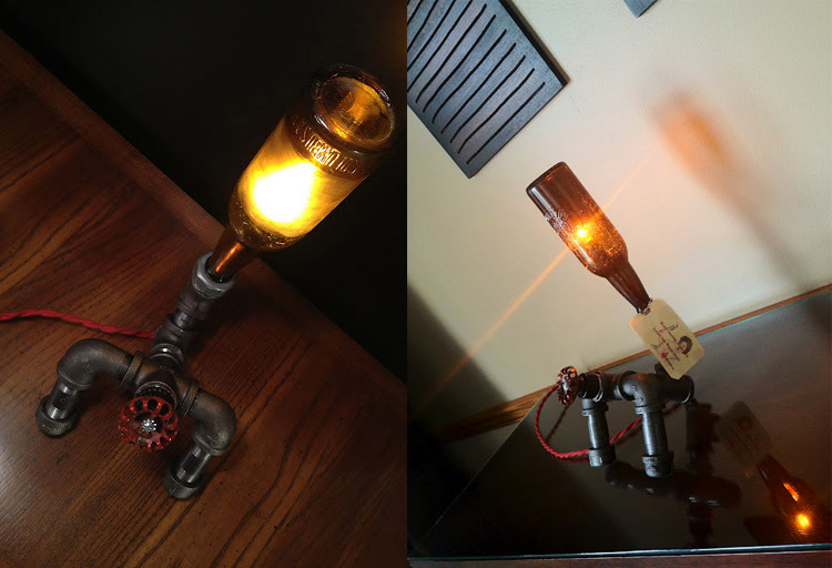 Antique Beer Bottle Vintage Piping Lamp