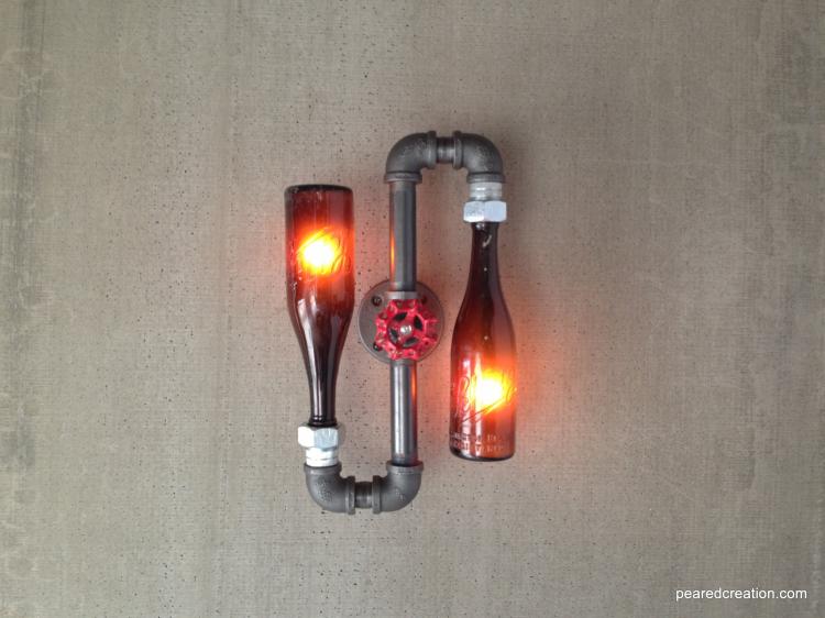 Antique Beer Bottle Vintage Piping Lamp