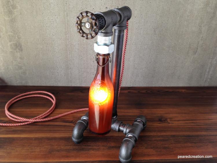 Antique Beer Bottle Vintage Piping Lamp