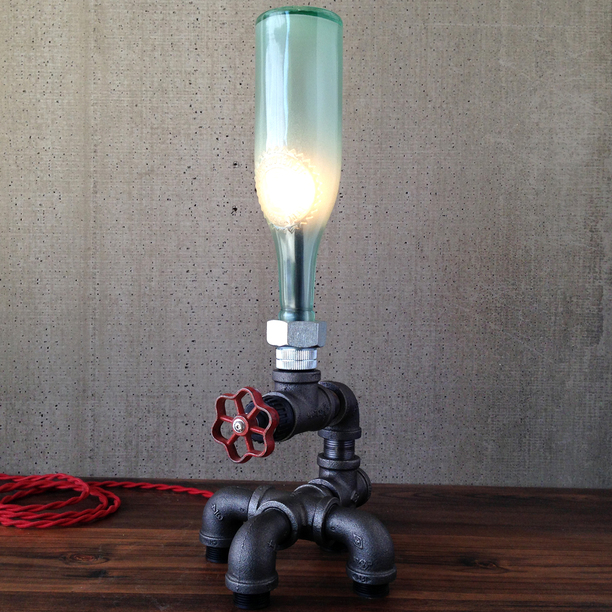 Antique Beer Bottle Vintage Piping Lamp