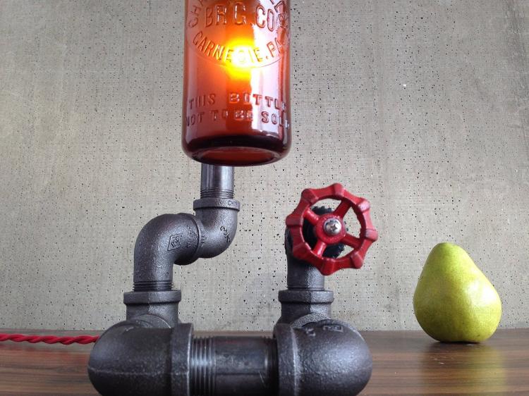 Antique Beer Bottle Vintage Piping Lamp