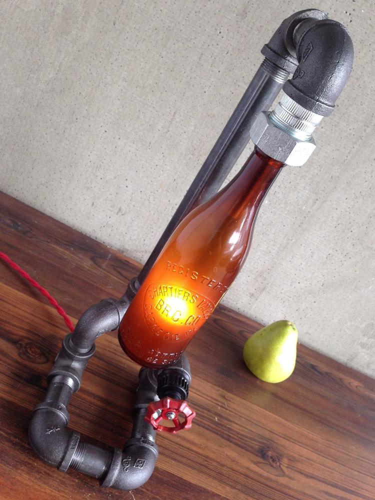 Antique Beer Bottle Vintage Piping Lamp