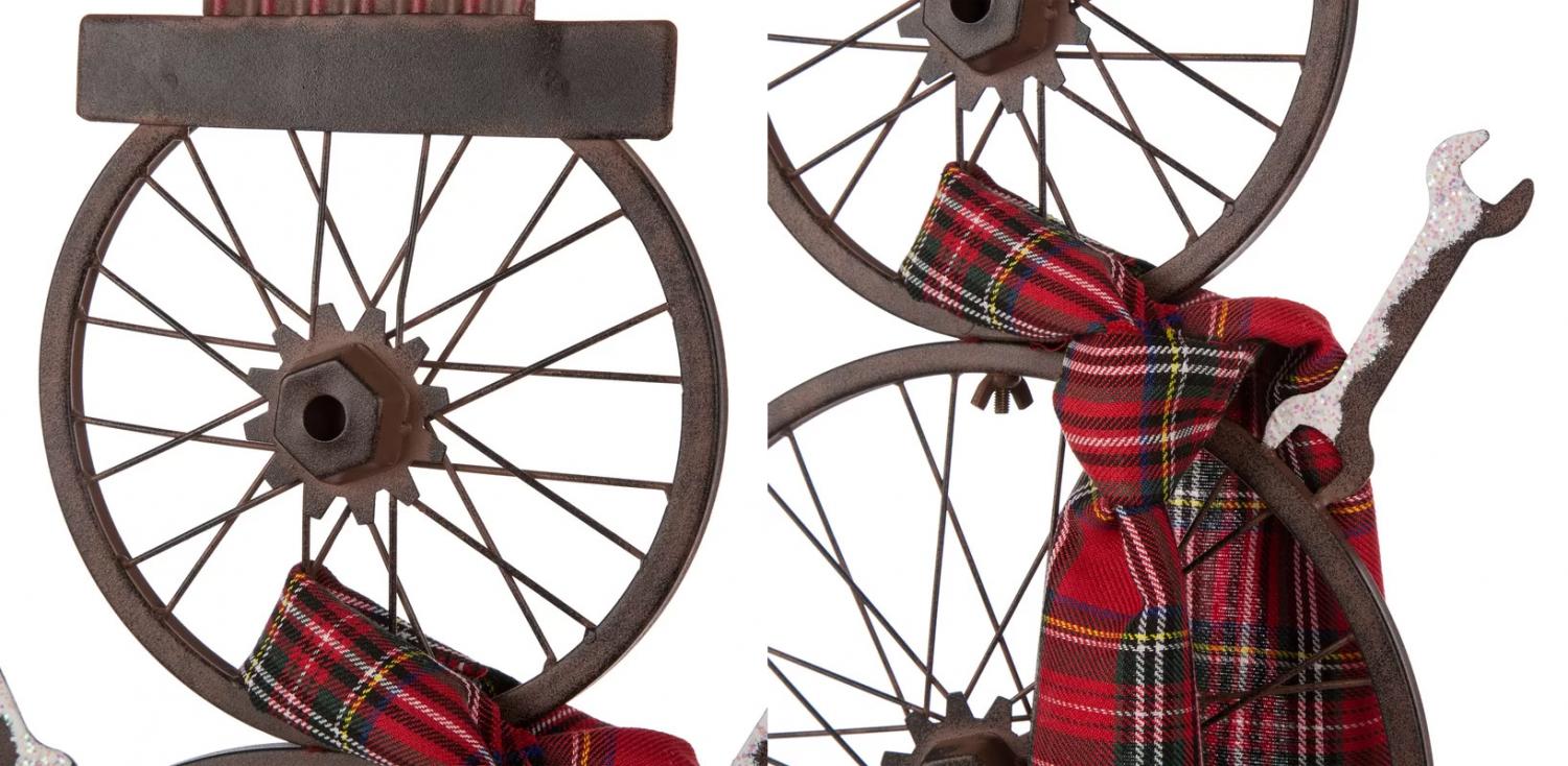 Vintage Bicycle Wheels Turned Into Snowmen - Bike turn snowman Christmas Decorations