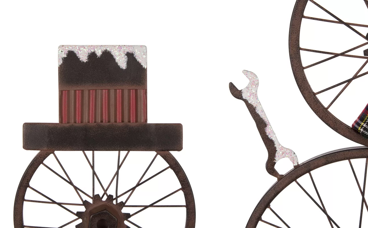 Vintage Bicycle Wheels Turned Into Snowmen - Bike turn snowman Christmas Decorations