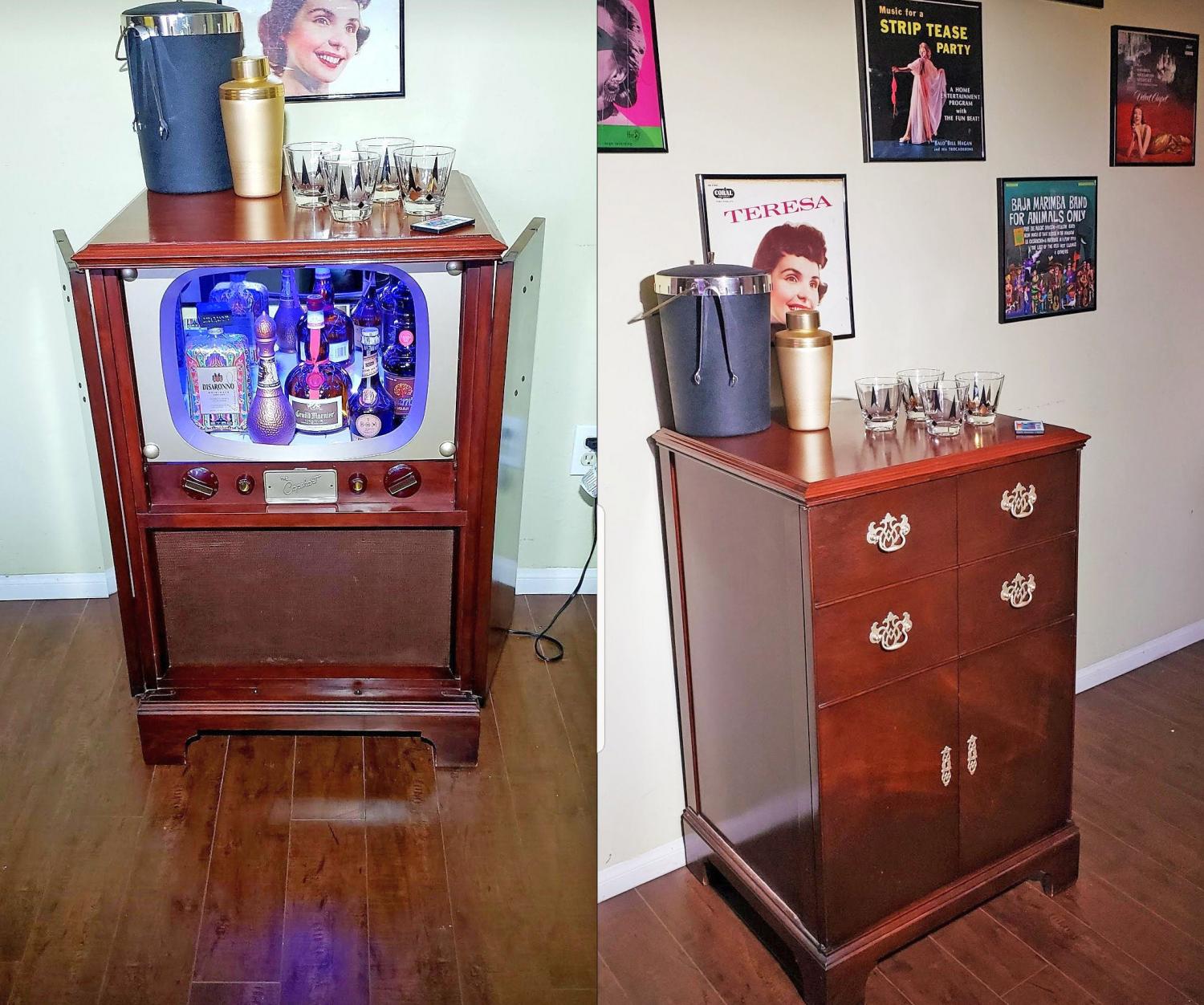 Vintage TV Liquor Cabinets - How to build diy retro television booze cabinet bar cart