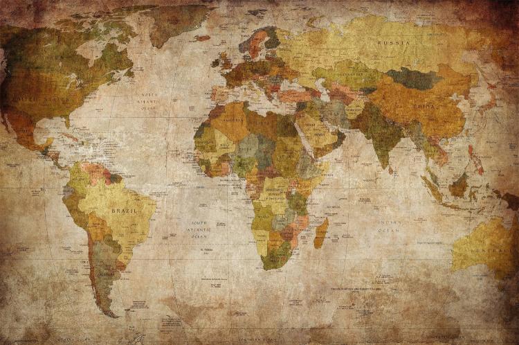 Vintage World Map Wall Mural - Giant Vintage World Map Wallpapper