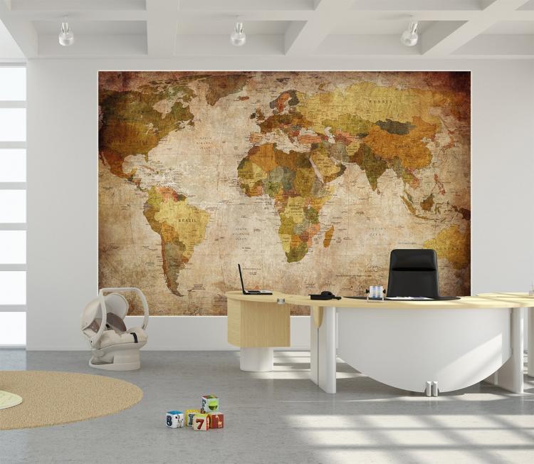 Vintage World Map Wall Mural - Giant Vintage World Map Wallpapper