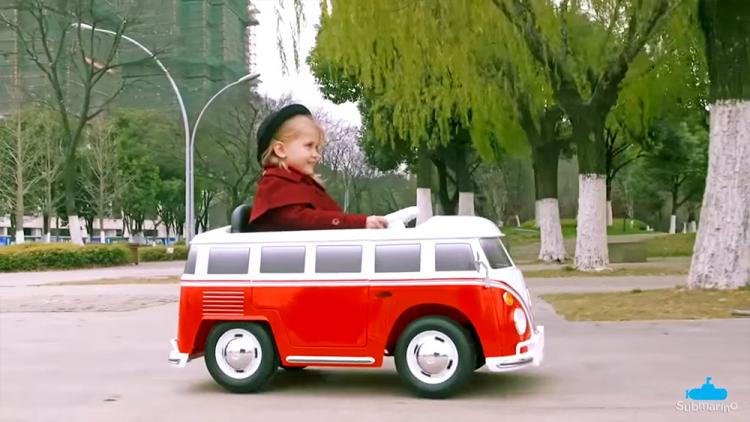 Volkswagen Bus Ride On Kids Toy Car - Electric VW Hippy Van Toy Car