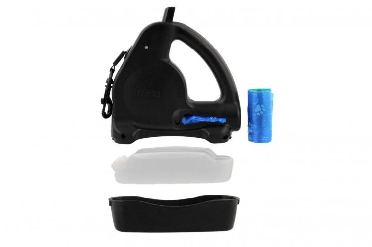 WalkWhiz Multi-Leash: Retractable Dog Leash With Integrated Waste Bag Holder and Water Bowl