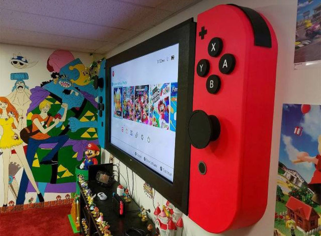Wall-Mounted Cabinets Turn Your TV Into a Giant Nintendo Switch - Nintendo Switch TV Cabinets