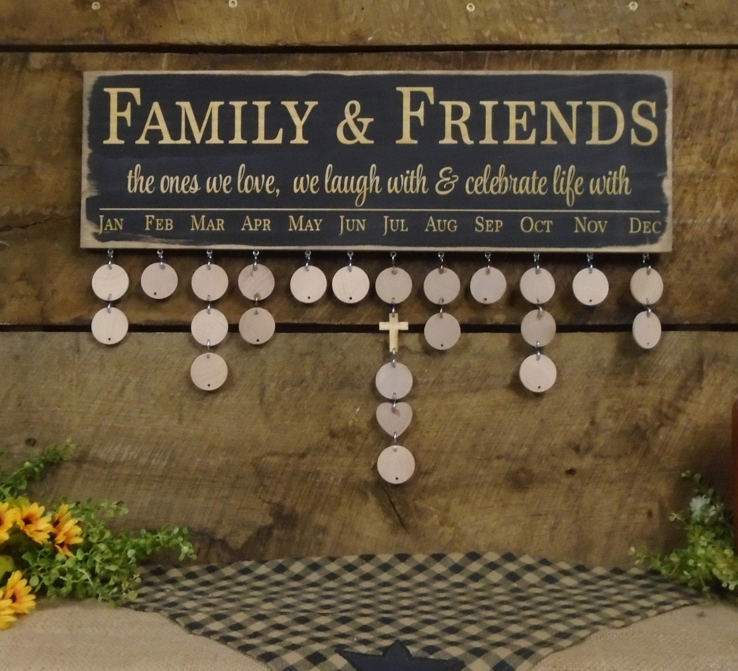 Wooden wall mounted family birthday calendar reminder personalized